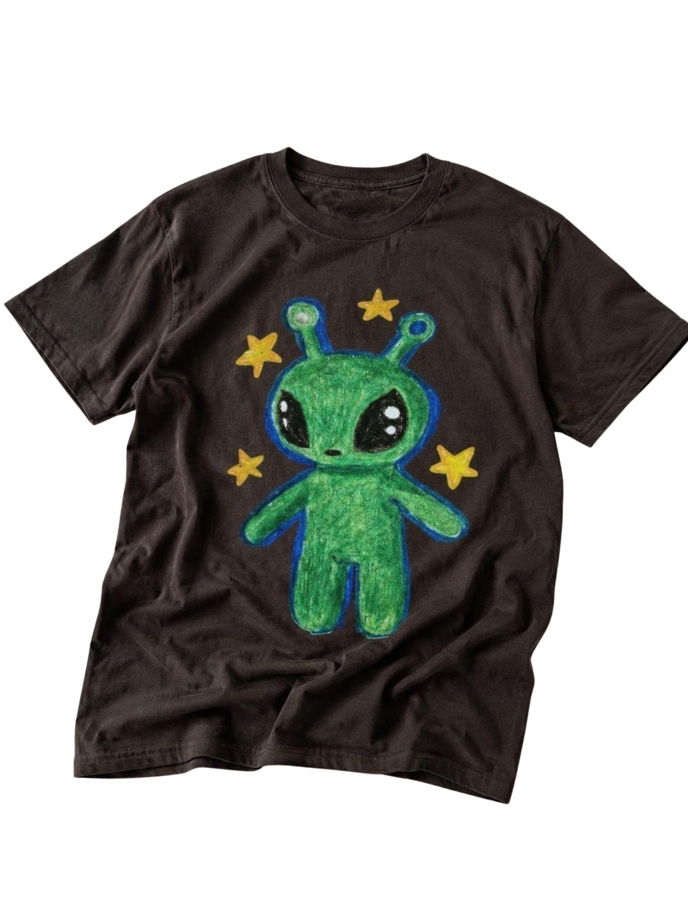 Gildan Black Tee with Green Alien Graphic - Picture 1 of 2